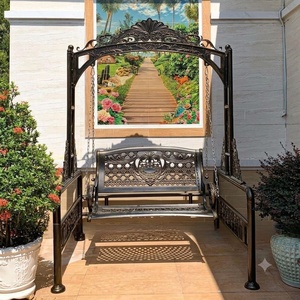 Wrought iron garden <b>swing</b> – Exquisite patterned design, rust-resistant, easy to assemble – Custom-made wrought iron <b>swing</b> - Product Image 6