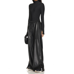 Nouveau pantalon en cuir taille haute pour femme, style vintage Y2K, imperméable, coupe droite et large, idéal pour l'hiver - Product Image 3
