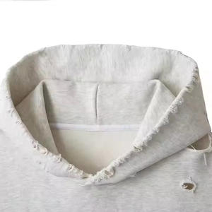 เสื้อฮู้ดดี้ผ้าฝ้ายเฟรนช์เทอร์รี่ทรงบ็อกซี่แบบครอป ตัดเย็บสองชั้น ลายวาฟเฟิล ลุคดิสเทรส ซักฟอกพิเศษ สำหรับผู้ชาย ขายส่งและรับผลิตตามสั่ง - Product Image 2