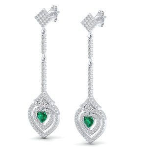 REYES Sparking 925 Sterling <b>Silver</b> Moissanite Wedding Party Wear <b>Earrings</b> For Women Heart Shape Emerald Gemstone <b>Drop</b> Jewelry - Product Image 3