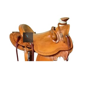 อานม้าหนังแท้สไตล์ตะวันตกแบบ Big Horn ลายคลื่นและลายดอกไม้แกะสลักด้วยมือ พร้อมสายรัด Latigo และชุดอุปกรณ์เสริม ขนาด 10 ถึง 18 นิ้ว - Product Image 3