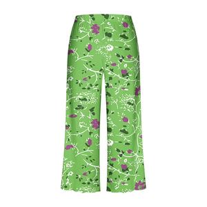 Women's High <b>Waist</b> Wide Leg Floral Print Knitted Eco-Friendly Loose Fit Full Length Casual Breathable Spring Pant <b>Elastic</b> <b>Waist</b> - Product Image 6