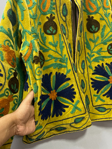 Hand Made Velvet Suzani <b>Jacket</b>, Handmade <b>Short</b> <b>Jacket</b>, Uzbek Embroidery <b>Jacket</b>, Women's Overcoat - Product Image 4