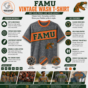 เสื้อยืดผู้ชาย Florida A&M FAMU ผ้าฝ้ายรักษ์โลก ยับยาก ระบายอากาศดี สวมใส่ในมหาวิทยาลัย ทรงปกติ คอกลม น้ำหนัก 300 กรัม แบบเป็นทางการ - Product Image 5