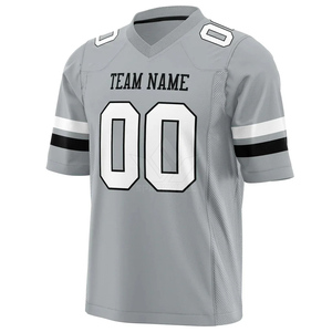 Maillot de football américain personnalisable pour homme, gris, en mesh, col en V, manches courtes, sublimé, anti-humidité, nom de l'équipe 00 - Product Image 4