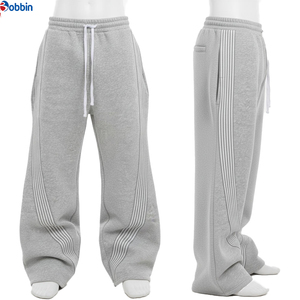 Pantalones Deportivos Grises para Hombre, Marca de Moda, Diseño Único, Cintura Elástica con Cordón, Franja Lateral, Casuales, de Peso Medio, 100% Algodón Canvas - Product Image 6