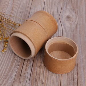 Boîte à tubes épais en bambou naturel, artisanale, pour le stockage de bonbons, avec couvercle. - Product Image 6