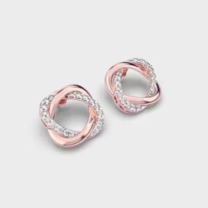 White, Yellow, <b>Rose</b> Gold Round Diamond Earrings Stylish Modern Design Fine Jewelry for Women Everyday Wear Available For Sale - Product Image 4