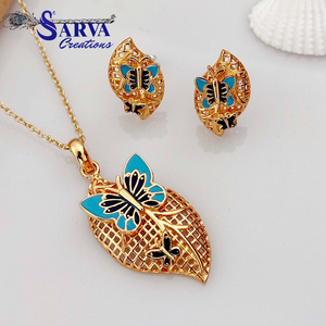 Ensemble de collier et boucles d'oreilles en émail papillon or rose de luxe, bijoux en argent sterling 925 pour femmes, élégance au quotidien - Product Image 4