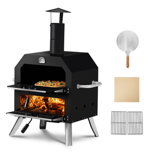 Forno per Pizza Portatile da 12 Pollici con Rotazione Automatica 51749234, Macchina per Cucinare con Gambe Pieghevoli e Termometro Integrato per Campeggio - Product Image 1