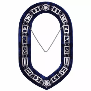Collier d'officier de réglementation français de la franc-maçonnerie, broderie artisanale sur tissu, collier de cérémonie complet avec chaîne maçonnique - Product Image 3