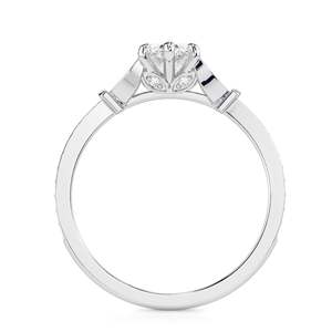 Bague de fiançailles unique en or rose pour femme avec diamant de laboratoire taille marquise et accents décoratifs - Product Image 3