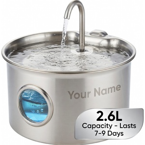 Fontaine à eau automatique en acier inoxydable de 2,6 L pour chats, distributeur d'eau électrique silencieux pour animaux de compagnie, fournitures pour petits animaux - Product Image 1