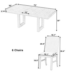 Set Tavolo da Pranzo Tradizionale Allungabile 183 cm con Prolunga a Farfalla da 30 cm e 6 Sedie Imbottite, Arredamento per Sala da Pranzo - Product Image 3