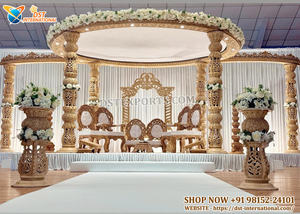 Mandap Majestueux de style temple indien du Sud, idéal pour les mariages canadiens, en FRP, aspect bois, modèle Vidhi Mandapam, dernière collection, ensemble Mayur Mandap, très demandé au Royaume-Uni - Product Image 6