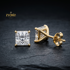 Pendientes de Diamantes con Corte Princesa de 1.01CT, Cultivados en Laboratorio, de Oro Sólido de 14K, Clásicos, Regalo de Aniversario para Mujer, de Zyorio Jewels - Product Image 3