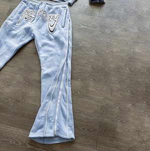Ensemble de survêtement pour hommes, sweat-shirt à capuche et pantalon de jogging, bleu clair, imprimé lettres, coupe ample, longueur intégrale, streetwear, vêtements d'automne - Product Image 5