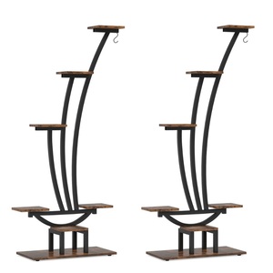 Modern 4-Tier Industrial Metal Plant Stand Space-Saving <b>Corner</b> Flower <b>Shelf</b> for Multiple Indoor Plants and Balcony Decor - Product Image 3