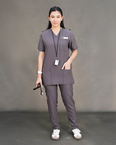 Short Sleeve Woven Unisex Medical Designs Jogger <b>Plus</b> <b>Size</b> White Hospital Nursing <b>Scrubs</b> Tops Nurse Uniform OEM - Product Image 3