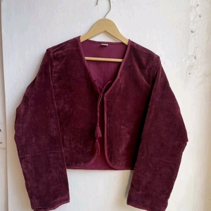 Women Velvet Wrap <b>Cardigan</b> Solid Color Tassel Detail Full Sleeve V Neck Short Jacket Autumn Wear - Product Image 1