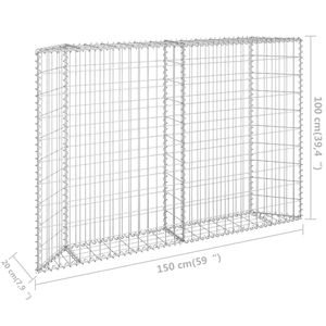 Bac à légumes surélevé en gabion 59,1 x 7,9 x 39,4 po en acier galvanisé argenté - Product Image 6