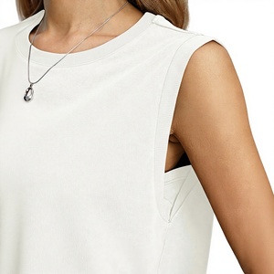 Haut court sans manches pour femme en coton doux, col rond, coupe ample, idéal pour l'été, les tenues décontractées, le sport et le streetwear, pour le quotidien et la remise en forme - Product Image 3