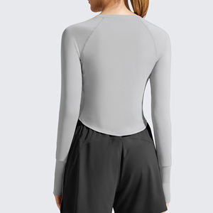 Novedad 2026: Top de yoga de manga larga ajustado para mujer, ropa deportiva transpirable de color liso para gimnasio - Product Image 2