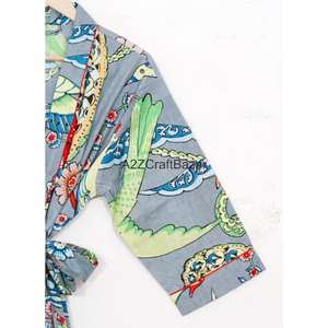 Kimono Informal 100% Algodón, Ropa de Dormir, Ropa de Playa, Diseño Floral Indio, Bata de Verano Transpirable de Secado Rápido para Mujer - Product Image 3