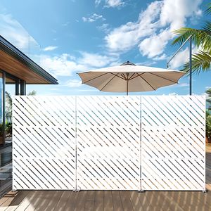 Bianco 72 \ "H X 47 \" W divisorio in metallo Freestanding per interni esterni Set di recinzione con schermo di Privacy per Patio giardino - Product Image 2