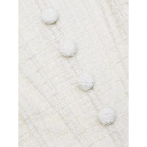 Robe en tweed tissé ivoire sans manches pour femme, style élégant et décontracté, respirante, pour l'été, service OEM naturel - Product Image 4