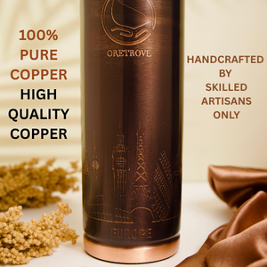 Eco-Friendly Pure Copper Water Bottle Antique Polish Finish | Europe Style Ayurvedic Drinking Bottle | <b>Large</b> Capacity Portable - Product Image 4