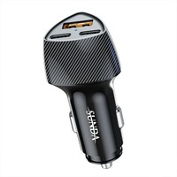 Cargador Rápido para Auto de 78W, PD QC3.0, Adaptador USB Tipo C de 3 Puertos, Fibra de Carbono, Molde Privado, Carga Rápida PPS para iPhone, Samsung, Laptop