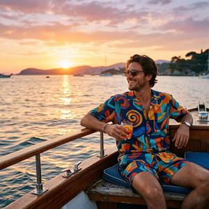 Conjunto de 2 Piezas de Verano para Hombre, Camisa de Manga Corta con Botones y Pantalones Cortos de Playa con Cordón, Ropa Urbana Transpirable Personalizada - Product Image 4