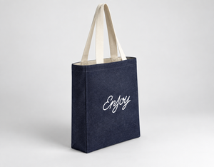 Sac fourre-tout en jean avec doublure intérieure en polyester - 34x38 cm 34x38x0 cm Logo personnalisé Écologique Utilisation promotionnelle Cadeaux d'entreprise - Product Image 6