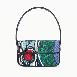 Handmade Abstract Evil Eye Beaded <b>Shoulder</b> <b>Bag</b> <b>Women</b> Graphic Flap Evening Clutch Artisan Underarm Purse - Product Image 1