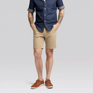 Men's Khaki Bermuda <b>Shorts</b> Mid Waist <b>Zipper</b> Fly Solid Color Casual 100% Polyester Quick Dry with Pockets - Product Image 3