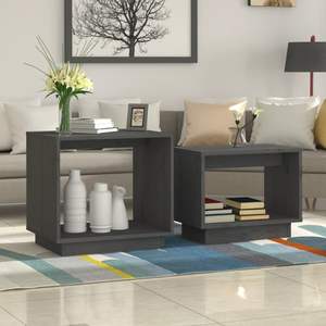 Petite table basse empilable en pin massif gris - Product Image 1