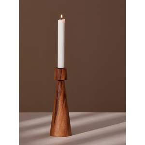 Support à bougie en bois, décoration élégante pour le salon et la table à manger, avec lanterne en bois rustique et porte-bocal - Product Image 4