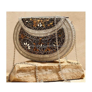 Indian Style Mosaic Bohemian Metal <b>Clutch</b> <b>Bag</b> for Women Luxury Evening Handmade Messenger Purse Chains Boho <b>Wedding</b> Handbags - Product Image 5