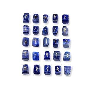Ensemble de 25 pierres de divination en sodalite naturelle, runes des sorcières sculptées, cadeau spirituel - Product Image 1