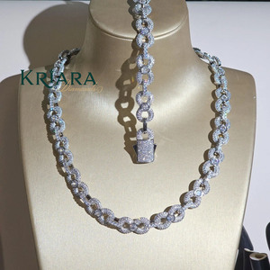 S925 Gold Plated Lab Grown Diamond Link <b>Chain</b> Necklace Hiphop Style Unisex Everyday Wear <b>Chains</b> Jewelry - Product Image 2