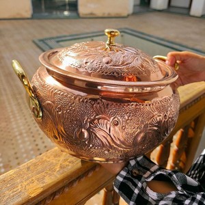 Elegant Copper Casserole <b>Pot</b> with Lid Heavy Duty Stock <b>Pot</b> for <b>Cooking</b> Kitchen Restaurant Hotel Catering Use Durable - Product Image 1