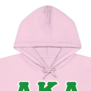 Sweat-shirt à capuche rose avec broderie de lettres vertes et roses, sweat-shirt à capuche en polaire à manches longues, poche kangourou, décontracté, unisexe - Product Image 2