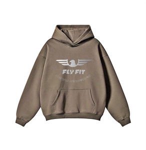 Sweat-shirt à capuche oversize pour homme Fly Fit, 100% coton molletonné, uni, streetwear décontracté, automne, logo sur le devant, 370g - Product Image 6