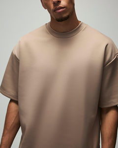 T-shirt tricoté personnalisé pour homme, coupe droite, 100 % coton épais 180 g/m², couleur unie, épaules tombantes, imprimé numérique, tendance - Product Image 5