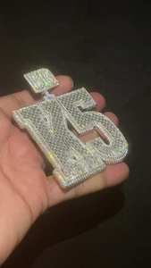 Pendentif bloc personnalisé K5 Iced Out avec grand anneau en argent plaqué or blanc, Moissanite, Bijou Hip Hop tendance - Product Image 2