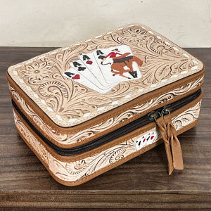 Boîte à bijoux artisanale en cuir véritable de vache, style tendance, motif floral, gravée à la main, cadeau idéal pour cowgirl, étui de voyage - Product Image 4