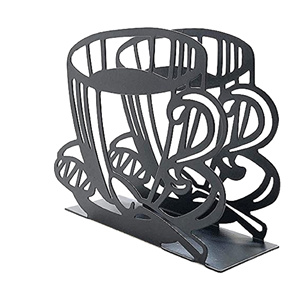 Boîte à mouchoirs en métal moderne, design décoratif noir, sur pied - Product Image 1