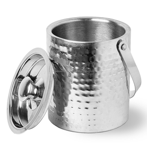 Seau à glace robuste en acier inoxydable à double paroi avec support en V, articles de bar de luxe pour fêtes, anti-fuite, Inde - Product Image 1