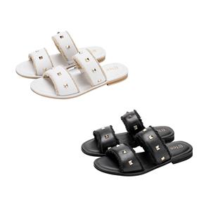Sandales plates à enfiler pour femmes en cuir véritable, doublure en fourrure respirante, style décontracté, fabrication au Bangladesh, OEM ODM. - Product Image 1